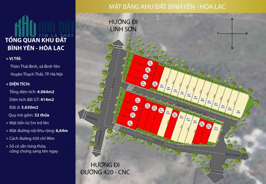 Đất thổ cư khu phân lô thôn thái bình, DT từ 60m2 đến 300 m2, xã bình yên, khu CN cao HL