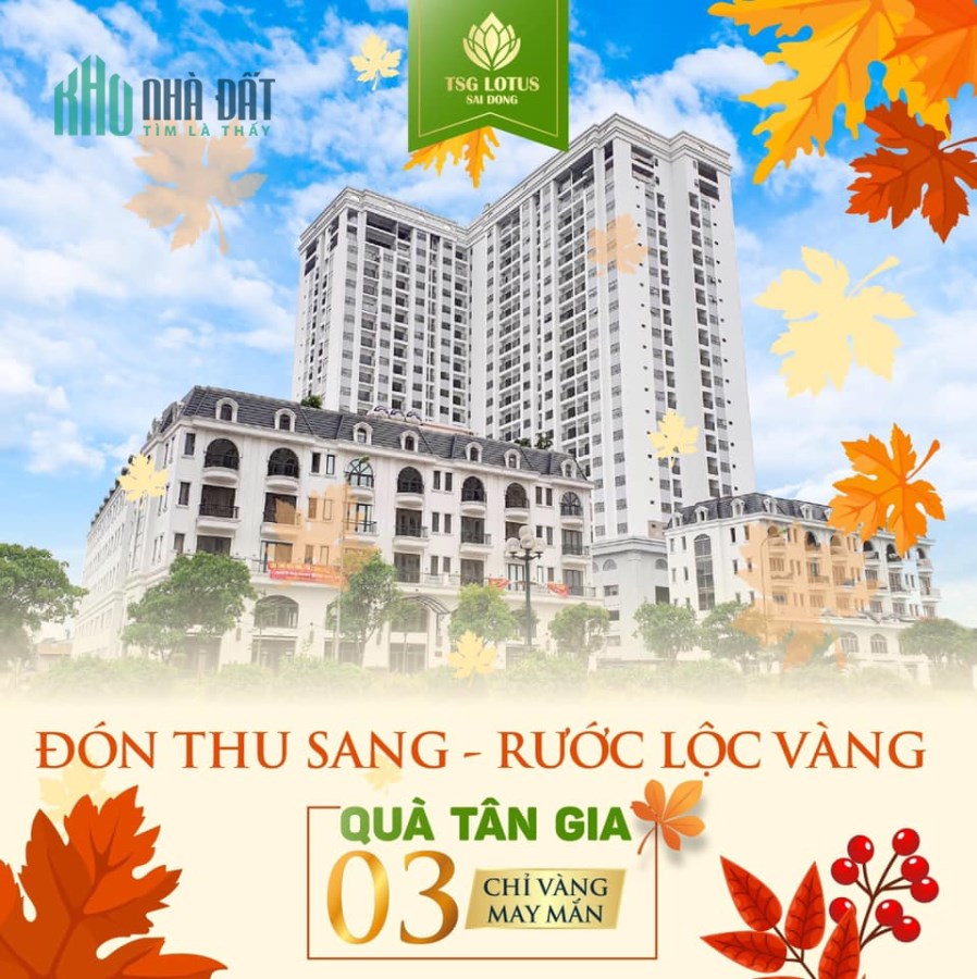 Chỉ 2.1 tỷ nhận nhà ở ngay căn hộ 3 PN dự án TSG Lotus Sài Đồng, miễn gốc, lãi 24 tháng, ck 10%
