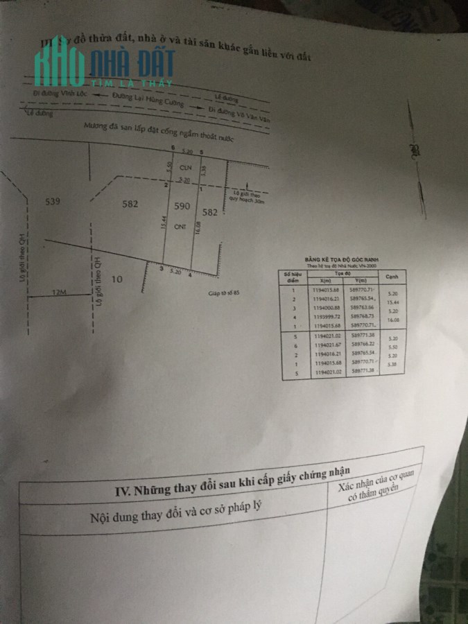 Đất nền mặt tiền đường Lại Hùng Cường 5,2x21