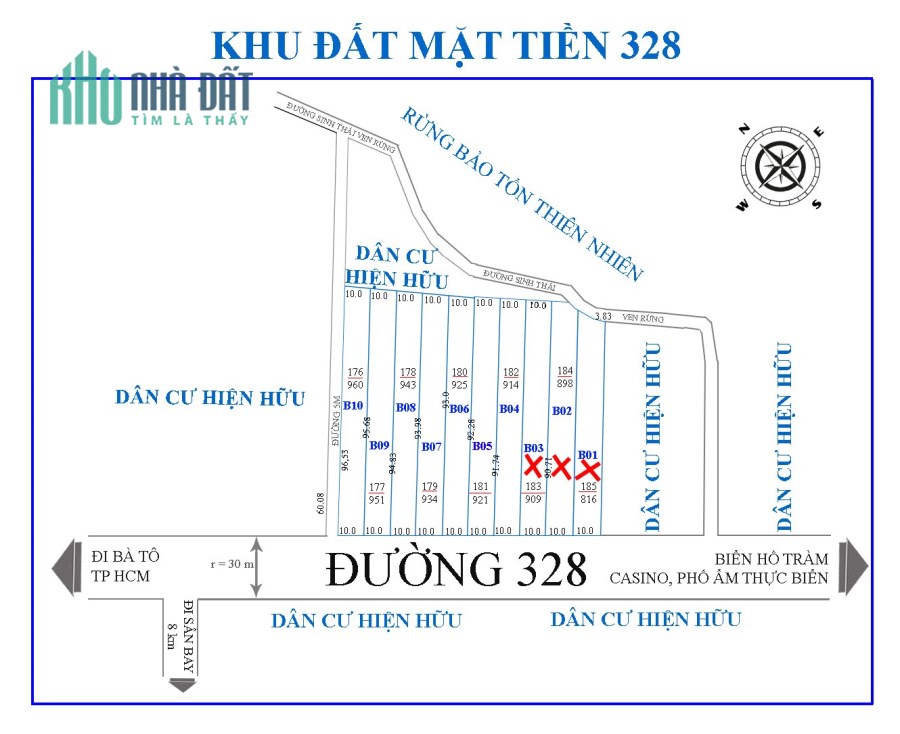 Chú 7 gửi bán lô đất biển Hồ Tràm, ngang 10, dài 92, (920m2) có sẵn 100m2 thổ cư, giá chốt 5.5tr/m2