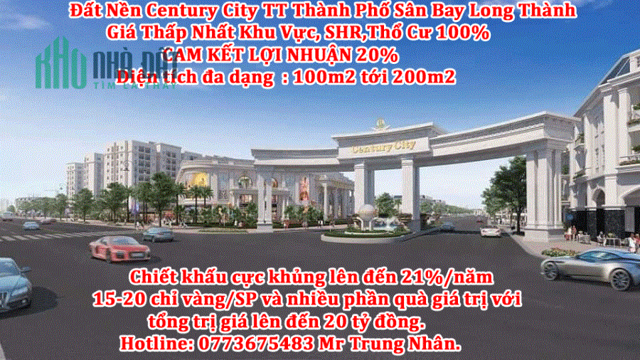 Đất Nền Century City TT Thành Phố Sân Bay Long Thành Giá Thấp Nhất Khu Vực