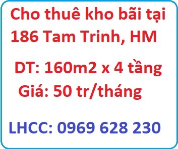 Cho thuê kho bãi tại 186 Tam Trinh, Hoàng Mai, 0969628230