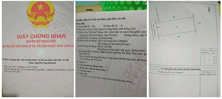 Chính chủ bán đất xã An Viễn, Trảng Bom, Đồng Nai, 6 tỷ, 0989634644