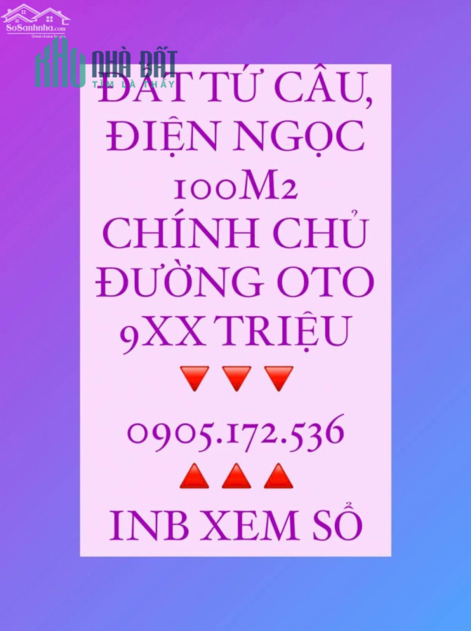 Đất Tứ Câu, Điện Bàn 100m2 để rẻ 9xx TR