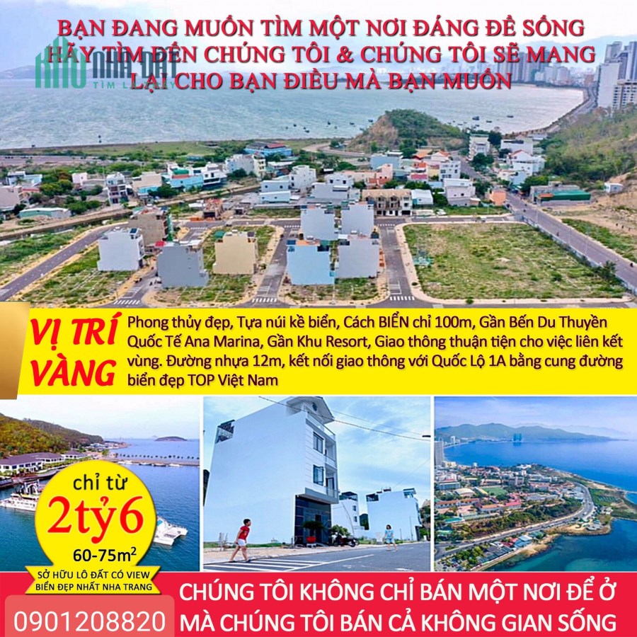 ĐẤT NỀN CÁCH BIỂN NHA TRANG 100M. CHỈ 44 TRIỆU/M2