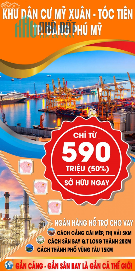 BÁN ĐẤT THỔ CƯ THÀNH PHỐ CẢNG PHÚ MỸ, BÀ RỊA VŨNG TÀU 160M2