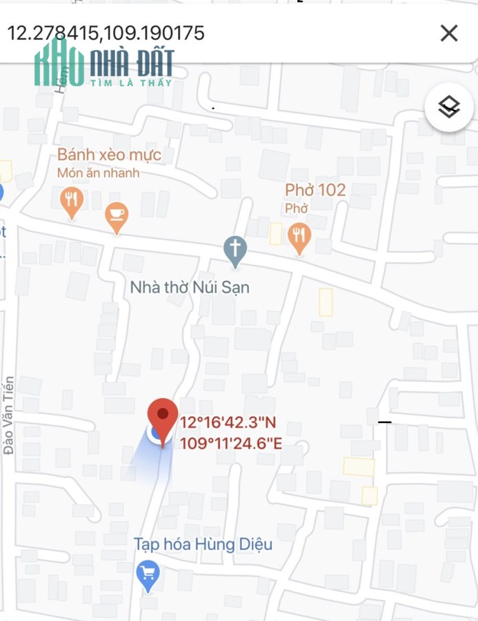 BÁN ĐẤT GẦN CHỢ VĨNH HẢI , NHA TRANG GIÁ CHỈ 1 TỶ 250