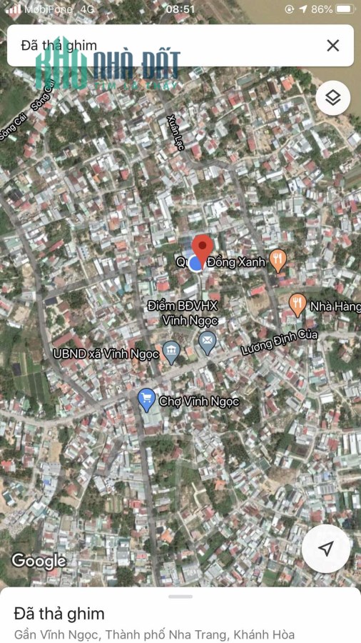 Bán nhanh lô đất bên hông uỷ ban xã Vĩnh Ngọc, Nha Trang giá 1 tỷ 580 triệu.