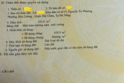 Bán lô đất mặt tiền đường Vũ Hữu, Hải Châu Đà Nẵng