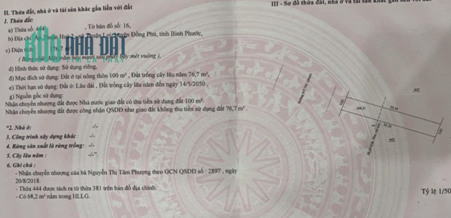 Tôi chính chủ bán đất Tỉnh lộ DT741 (đang mở rộng) Đồng Phú-Bình Phước