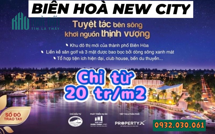 dinh thự biên hòa new city chỉ 20tr/m2 view sân golf , bến du thuyền 0932030061