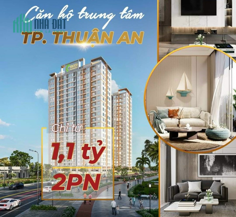 Bán căn hộ 2PN Cách Vincom Dĩ An 5p - cách Tp HCM 15p - Tp TDM 12p-  giá chỉ từ 1,1 tỷ/ căn