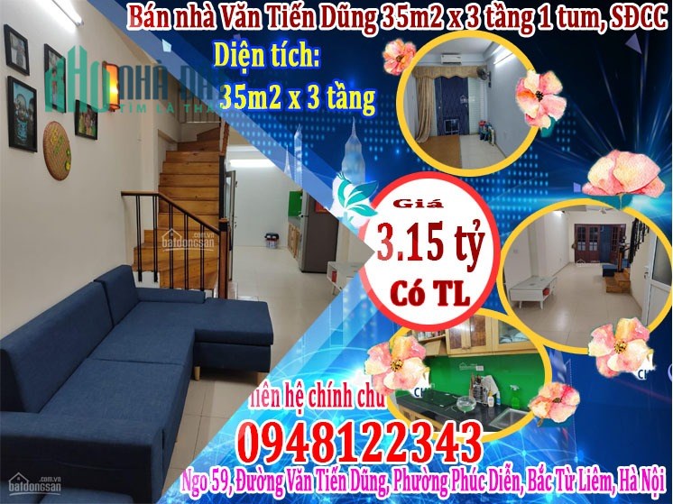 Bán nhà Văn Tiến Dũng 35m2 x 3 tầng 1 tum, SĐCC, đầy đủ nội thất, dọn vào ở ngay