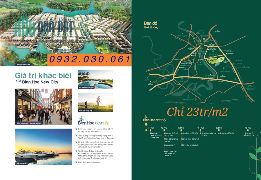 biên hòa new city - biệt thự view sông và sân golf long thành ,sổ đỏ trao tay chỉ 23tr/m2 0932030061