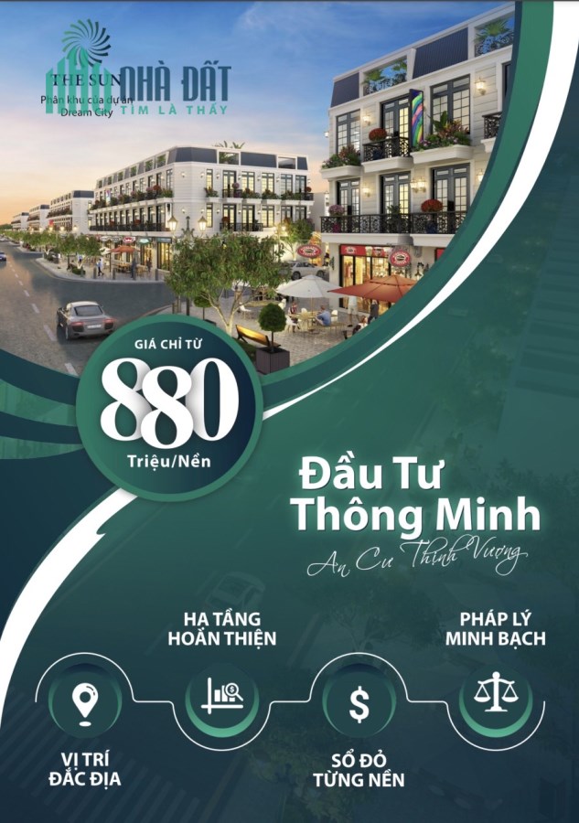 ĐẤT NỀN DỰ ÁN THE SUN CITY, PHÁP LÝ RÕ RÀNG, CHỈ 880TR/NỀN. LH:0937449096.