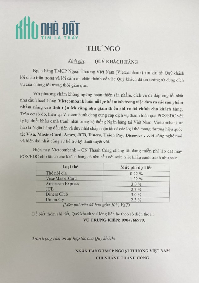 Mở TK VIETCOMBANK SỐ ĐẸP hoàn toàn miễn phí, lắp máy POS tặng ngay 100k. Lh:0904766990