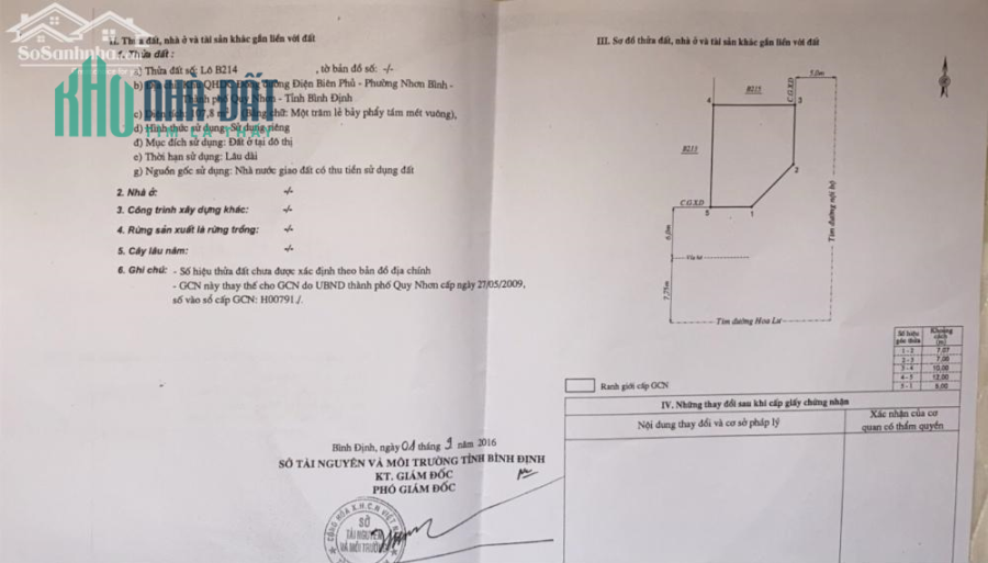 Bán đất 2 măt tiền HOA LƯ 108m2 giá 5,8 tỷ