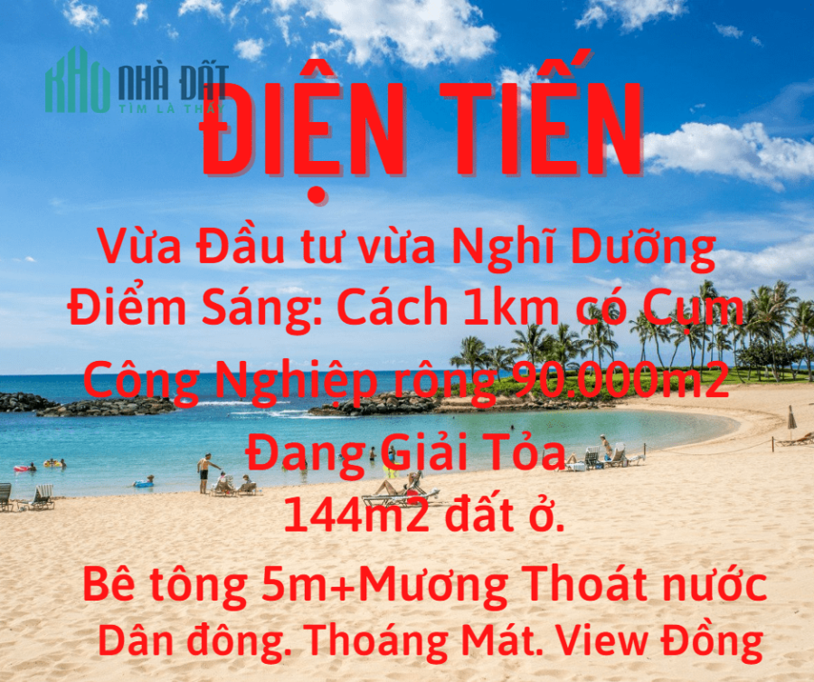 Vùng đất màu mở để đầu tư. Điện Tiến. 144m2 đất ở. Bê tông 5m. Nhà san sát. cao ráo. Sạch