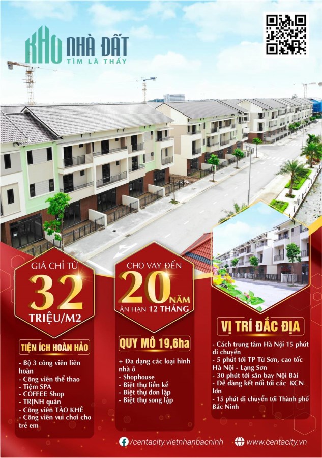 Căn Shophouse 90m2 tại đại đô thị Centa City THÀNH PHỐ TỪ SƠN mua trực tiếp CĐT