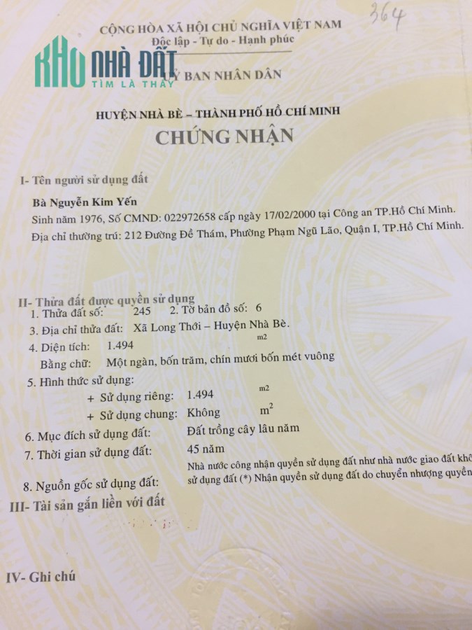 Cần bán 2 lô đất liền kề vị trí đẹp tại Đường Ngô Quang Thắm, Nhà Bè, Hồ Chí Minh, giá đầu tư