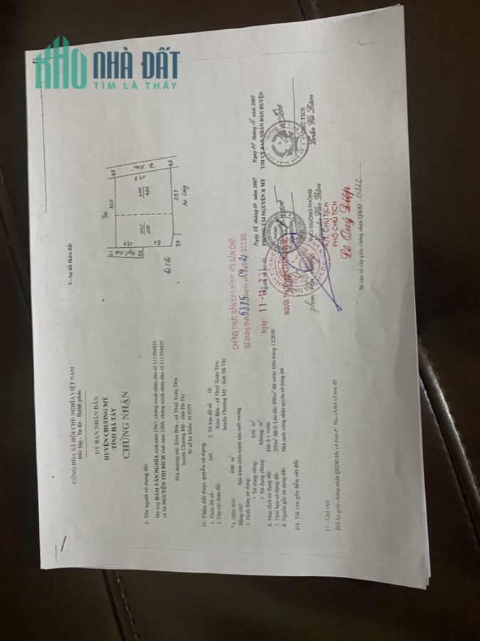 Bán lô đất đẹp 696m2 ở Thủy Xuân Tiên, Chương Mỹ,Hà Nội chỉ 4800k/m2