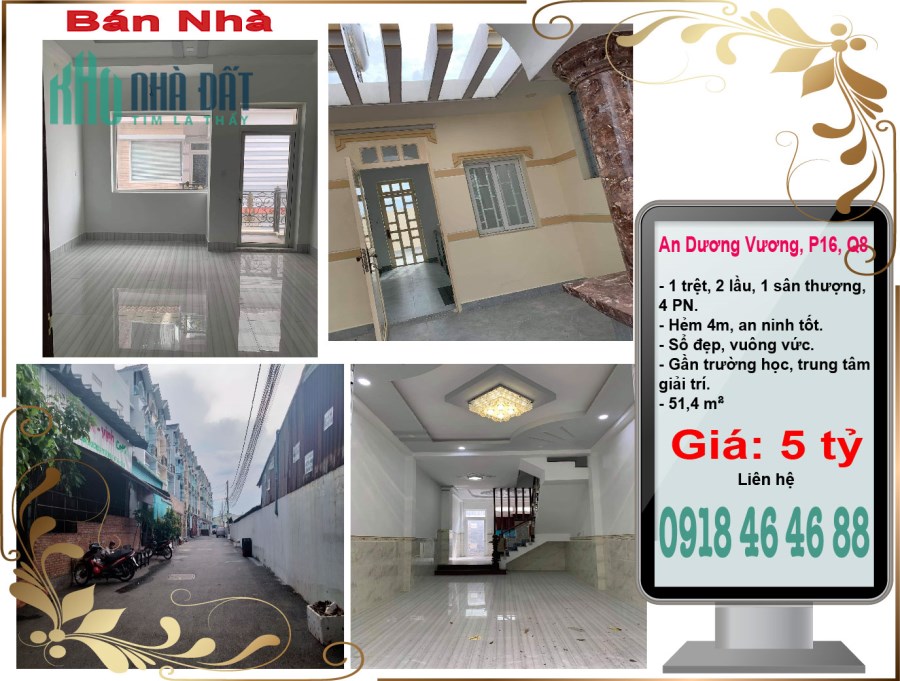 Bán nhà An Dương Vương P16 Q8, Nhà mới xây vào ở ngay, 51,4 m2, 5 tỷ