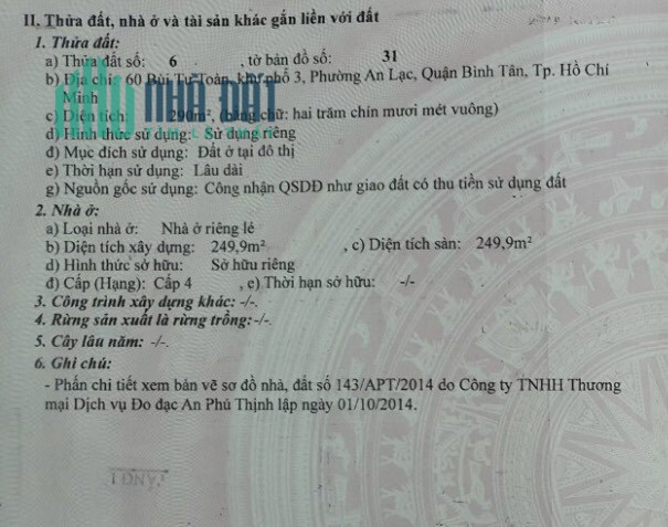 Chính chủ bán đất mặt tiền full Thổ Cư 290m2 Bùi Tư Toàn , Giá tốt