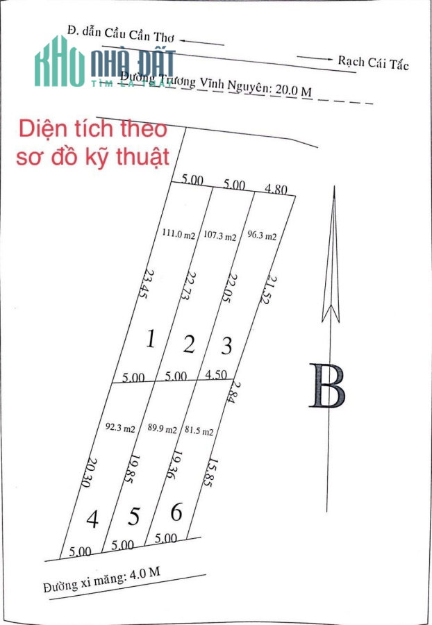 Bán 6 Nền Mặt Tiền Đường Trương Vĩnh Nguyên Cần Thơ giá từ 990 triệu