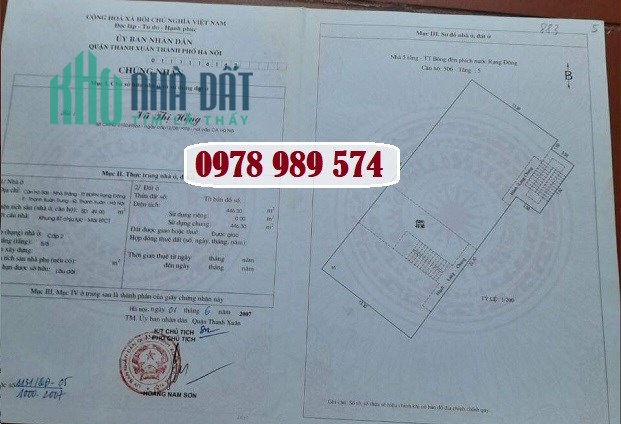 Bán CHTT P.506, khu TTBĐPN Rạng Đông, P.Thanh Xuân Trung, Thanh Xuân; 1,5 tỷ; 0978989574