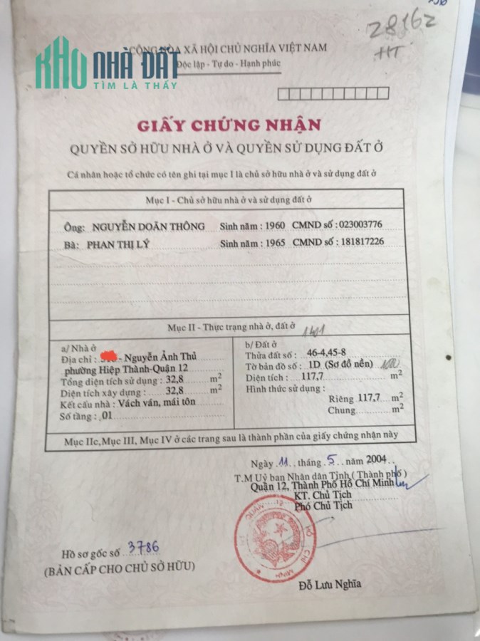 Nhà cấp 4 MT Nguyễn Ảnh Thủ, P.Hiệp Thành, Q12. DT 5x35, giá 13.5 tỷ. Lh:0906328666