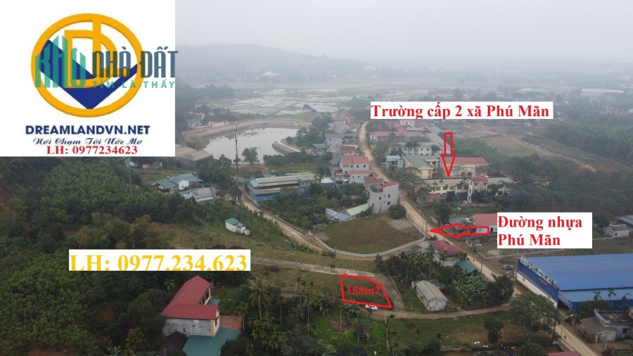 Bán gấp 158m2 đối diện trường cấp 2 Phú Mãn, Quốc Oai giá 12tr/m. LH:0977234623