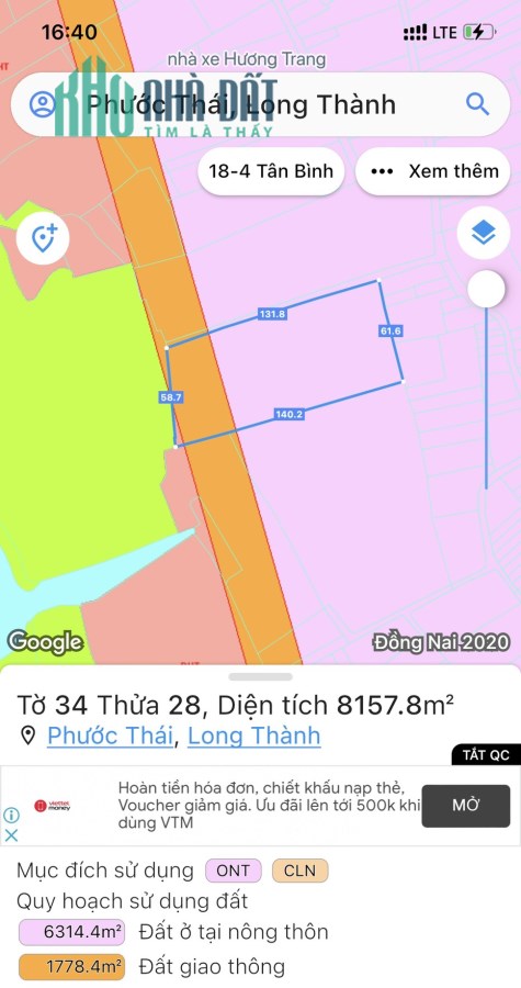 Bán lô đất đường QL 51, Phước Thái, Long Thành, Đồng Nai