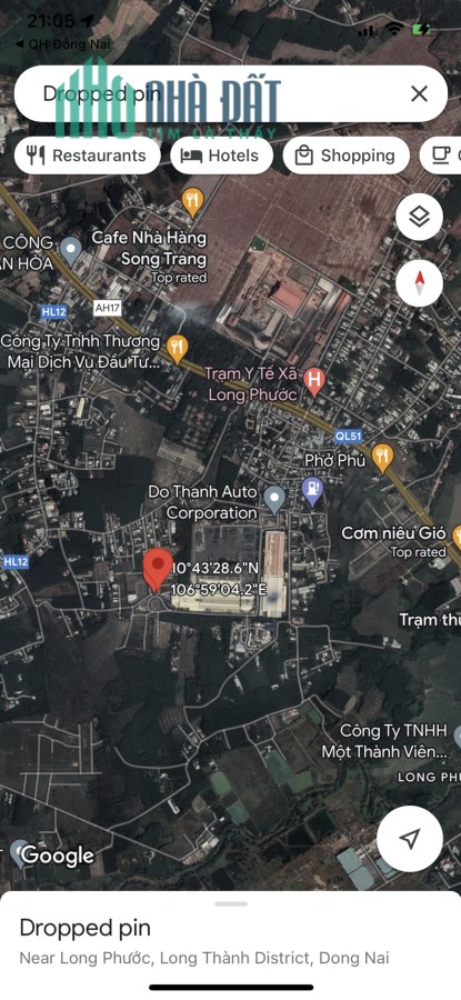 Bán đất QL51, x. Long Phước, Long Thành: 4,4( 7,1m) x 15, giá 1,19 tỷ.