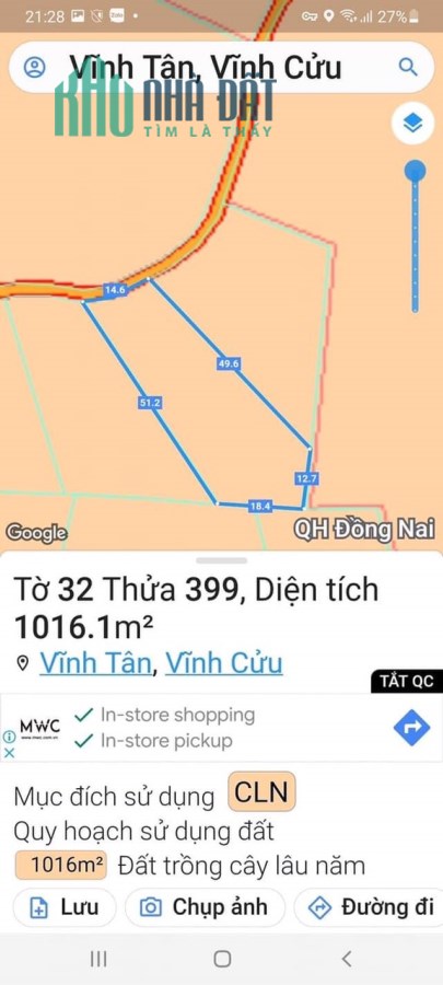 Bán 1016m2 đất Vĩnh Tân đường hiện hữu, chỉ 1.150 tỷ. Lh:0971472610