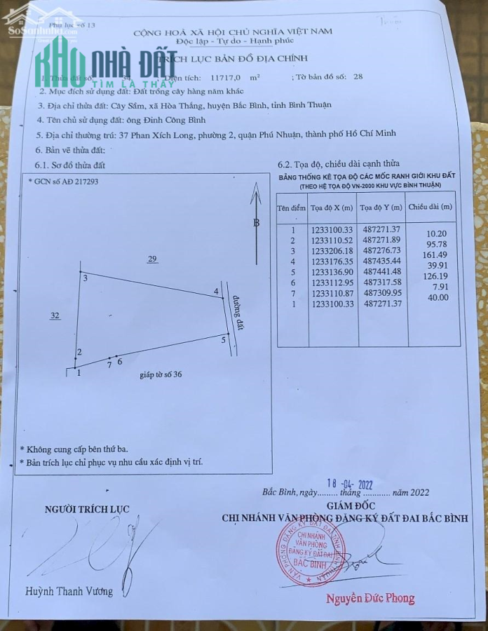 Bán 11,700m2 đất Hòa Thắng cách DT716 1.5km, mặt tiền đường 40m giá 145k/m2