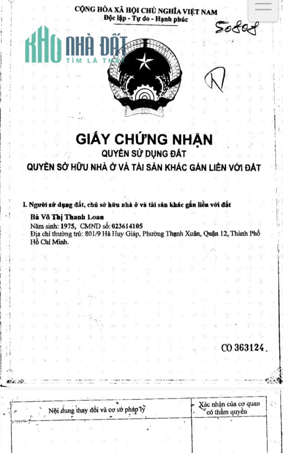 Bán nhà MT đường lớn Hà Huy Giáp, phường Thạnh Xuân, Q12, SHR, 8 tỷ. Lh:0896493879
