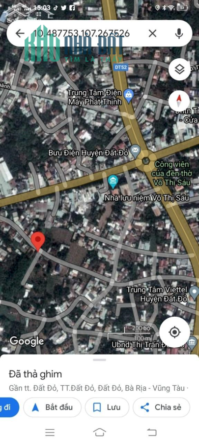 Bán đất mặt tiền Hàn mạc Tử TT Đất Đỏ - Đất Đỏ - BRVT