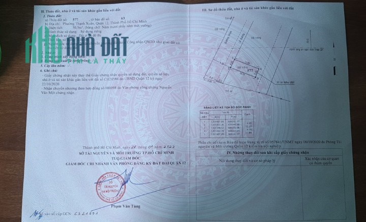 Bán 50,5m2 đất thổ cư p.Thạnh Xuân, Q12, SHR, 3.150 tỷ. LH:0938190880, 0389441156.