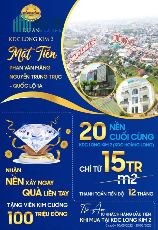 Đất nền 3 mặt tiền Tại Thị Trấn Bến Lức , Long An 