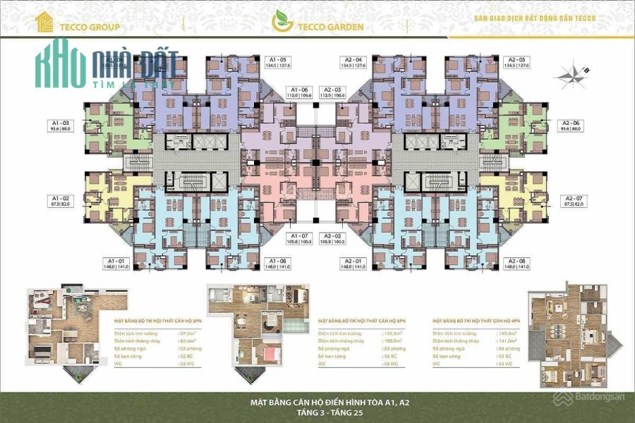 ất Xanh Miền Bắc độc quyền quỹ căn 3PN 4Pn tầng đẹp view thoáng dự án Tecco Garden