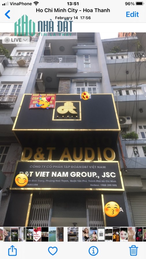 Bán nhà mặt tiền Trịnh Đình Trọng Phường Hoà Thạnh Quận Tân Phú. 66m2.Giá 12.7 tỷ 0988758645