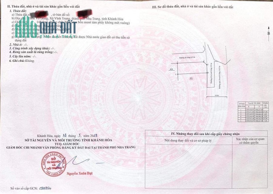 Bán đất thôn Võ Dõng - Vĩnh Trung - Nha Trang, 148m2, SĐCC, 20tr/m2. Lh:0982857576