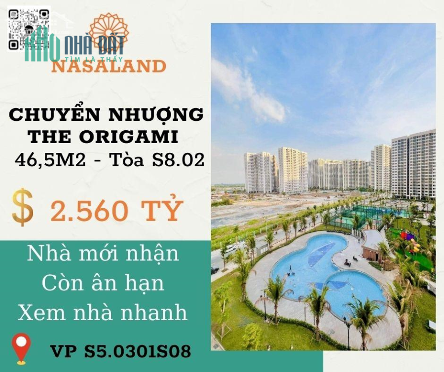 Chuyển nhượng căn hộ 1pn diện tích 46,5m2 ngay khu đô thị Vinhomes Grand Park