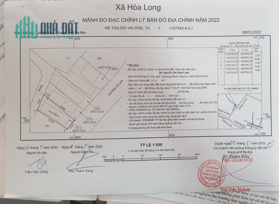 Bán đất xã  Hòa Long - BRVT, 2 mặt tiền, nở hậu. Giá chỉ 16tr/m2, LH:0909442230