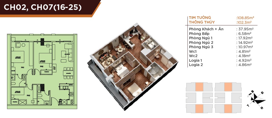 Bán căn hộ 3PN view công viên chung cư HC Golden giá 4.953 tỷ có cho vay lãi suất 0%