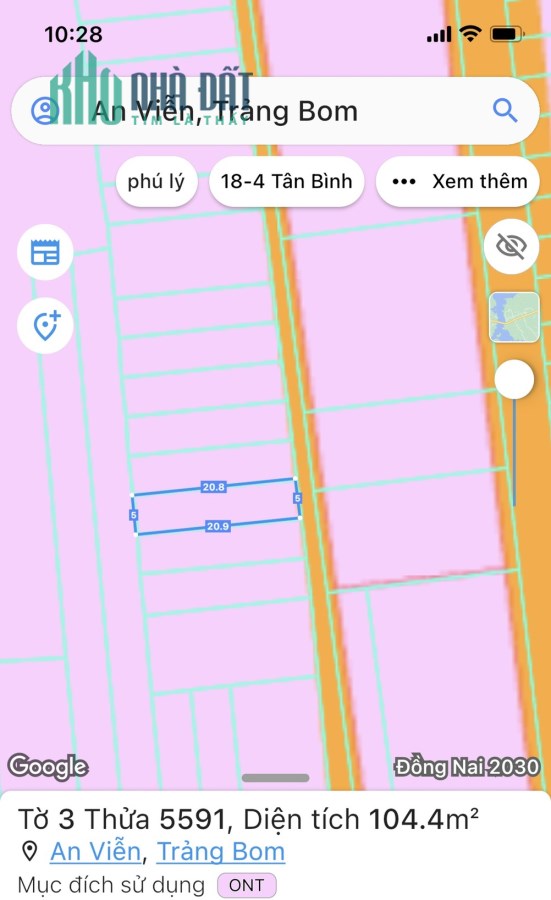 Bán lô đất đường Trảng Bom - An Viễn,  x.An Viễn, Trảng Bom;