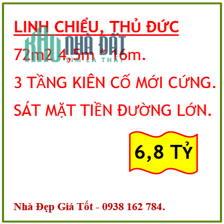 Bán gấp nhà-3 tầng-Linh Chiểu- Thủ Đức-Ô tô đổ cổng-30m ra mặt tiền đường