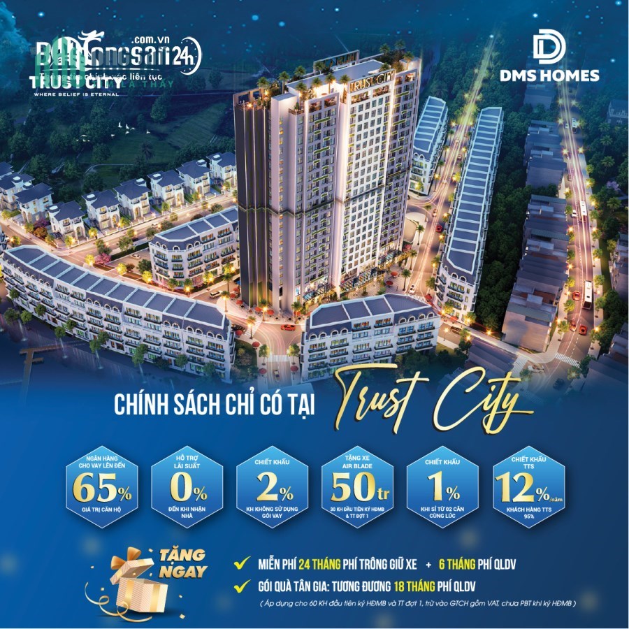 CHỈ TỪ 550 TRIỆU BẠN CÓ THỂ SỞ HỮU NGAY MỘT CĂN HỘ TẠI TRUST CITY VĂN GIANG