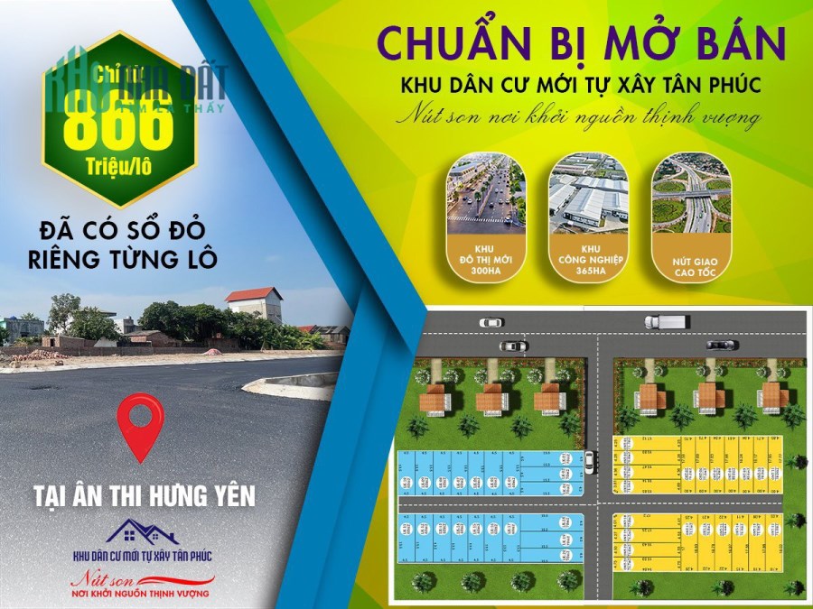 CHỈ CẦN 866TR ĐÃ SỞ HỮU 80M2 GẦN NÚT GIAO CAO TỐC TÂN PHÚC ÂN THI