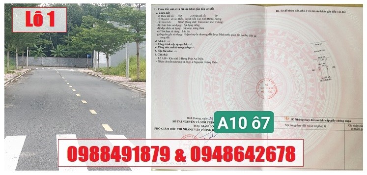 Chính chủ bán 2 lô đất khu Hưng Phát, Bến Cát, Bình Dương; 0988491879